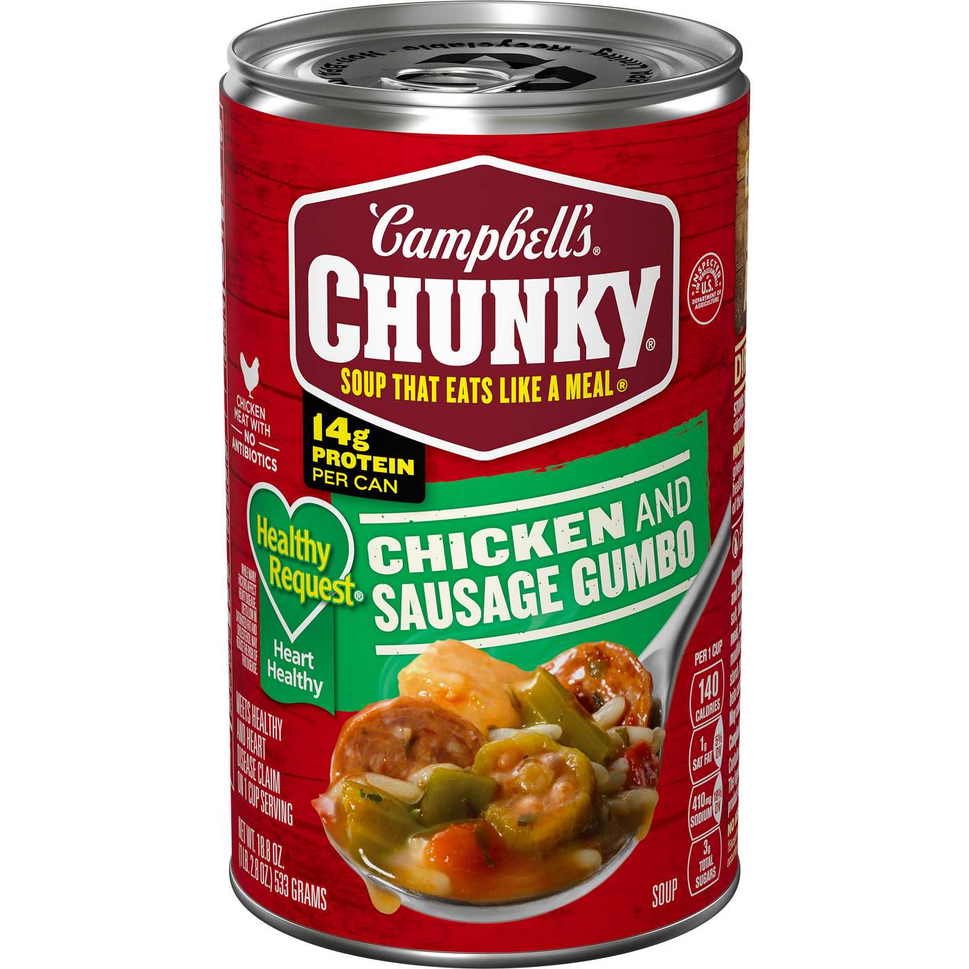 Campbell's Chunky Healthy Request Chicken & Sausage Gumbo Soup; image 1 of 10