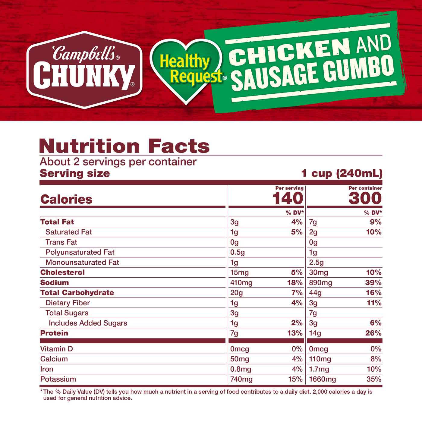 Campbell's Chunky Healthy Request Chicken & Sausage Gumbo Soup; image 8 of 10