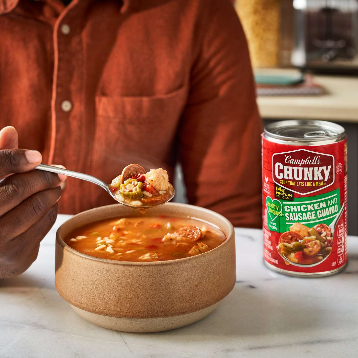 Campbell's Chunky Healthy Request Chicken & Sausage Gumbo Soup; image 9 of 10