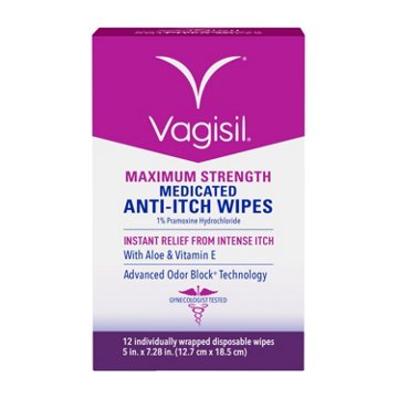 Vagisil Maximum Strength Anti-Itch Medicated Wipes, 12 ct