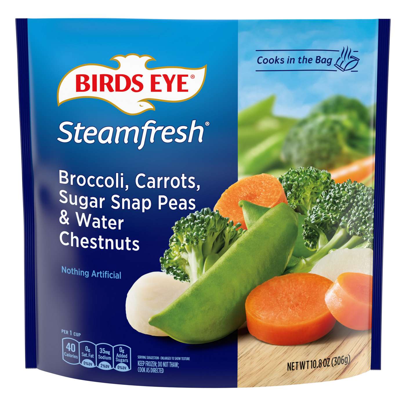 Birds Eye Frozen Steamfresh Broccoli, Carrots, Sugar Snap Peas & Water Chestnuts; image 1 of 7