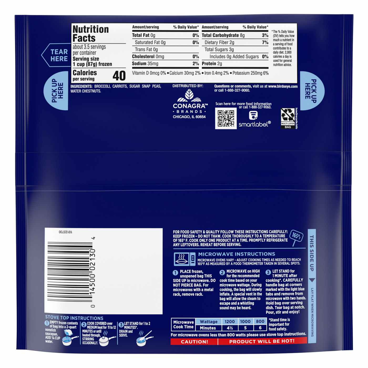 Birds Eye Frozen Steamfresh Broccoli, Carrots, Sugar Snap Peas & Water