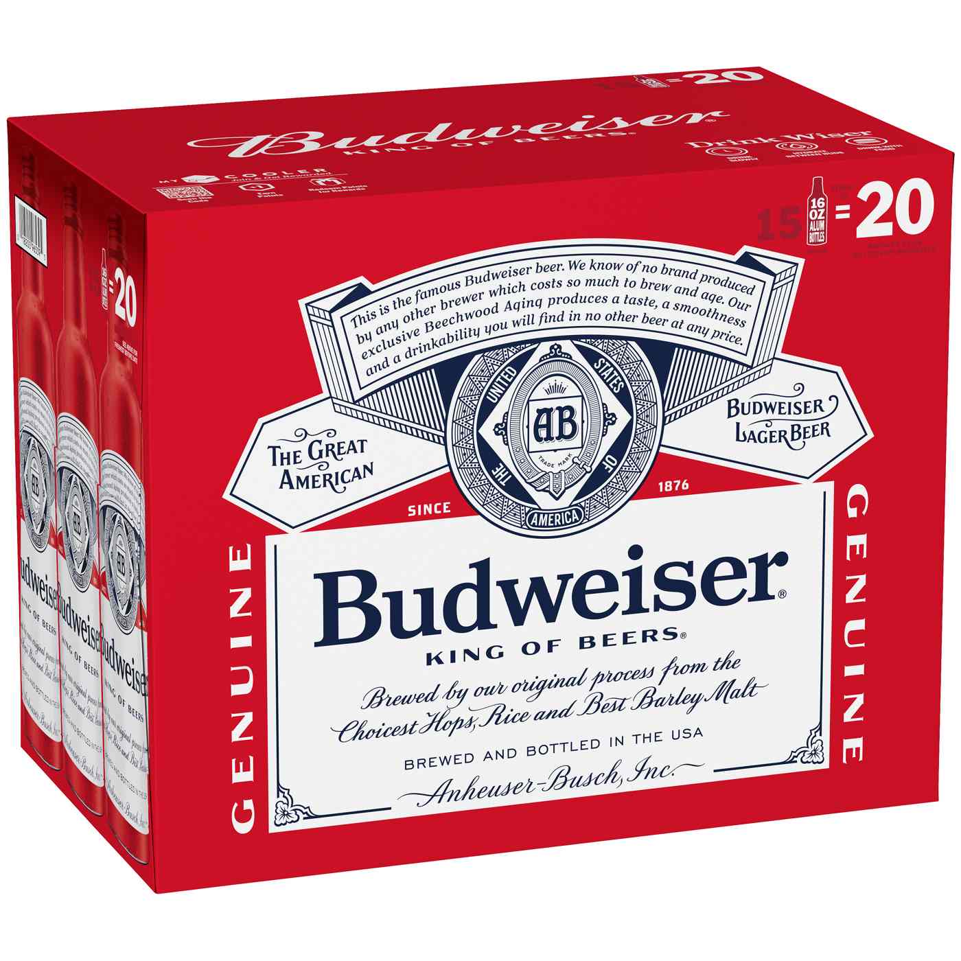 Budweiser Beer 16 oz Aluminum Bottles; image 1 of 2