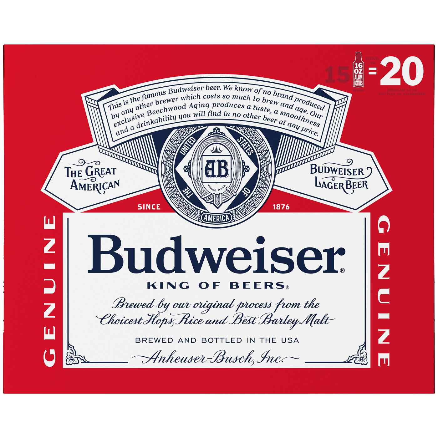 Budweiser Beer 16 oz Aluminum Bottles; image 2 of 2