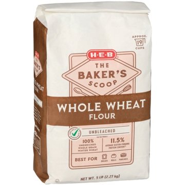 H-E-B The Baker's Scoop Unbleached Whole Wheat Flour, 5 lbs