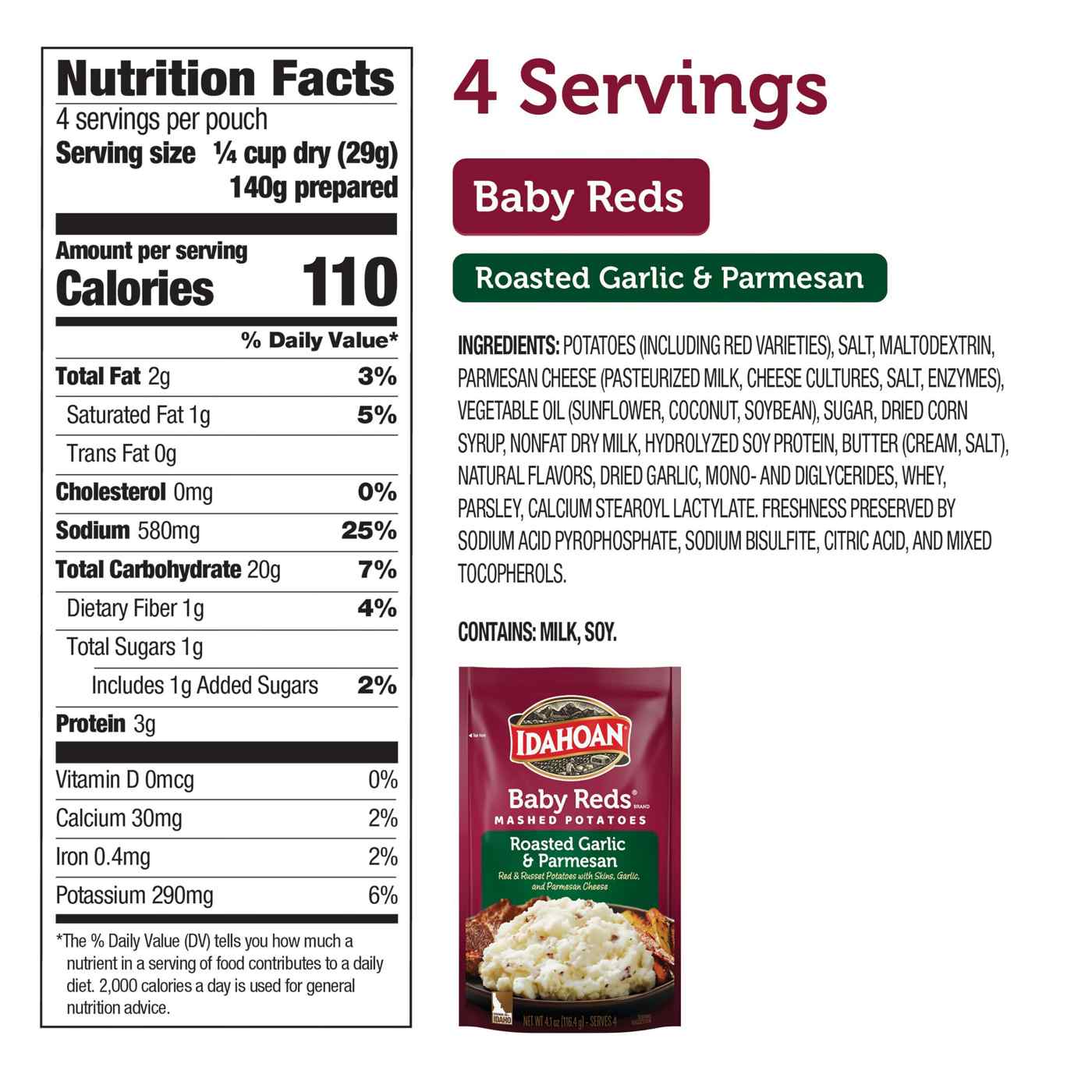 Idahoan Baby Reds Roasted Garlic and Parmesan Mashed Potatoes Shop