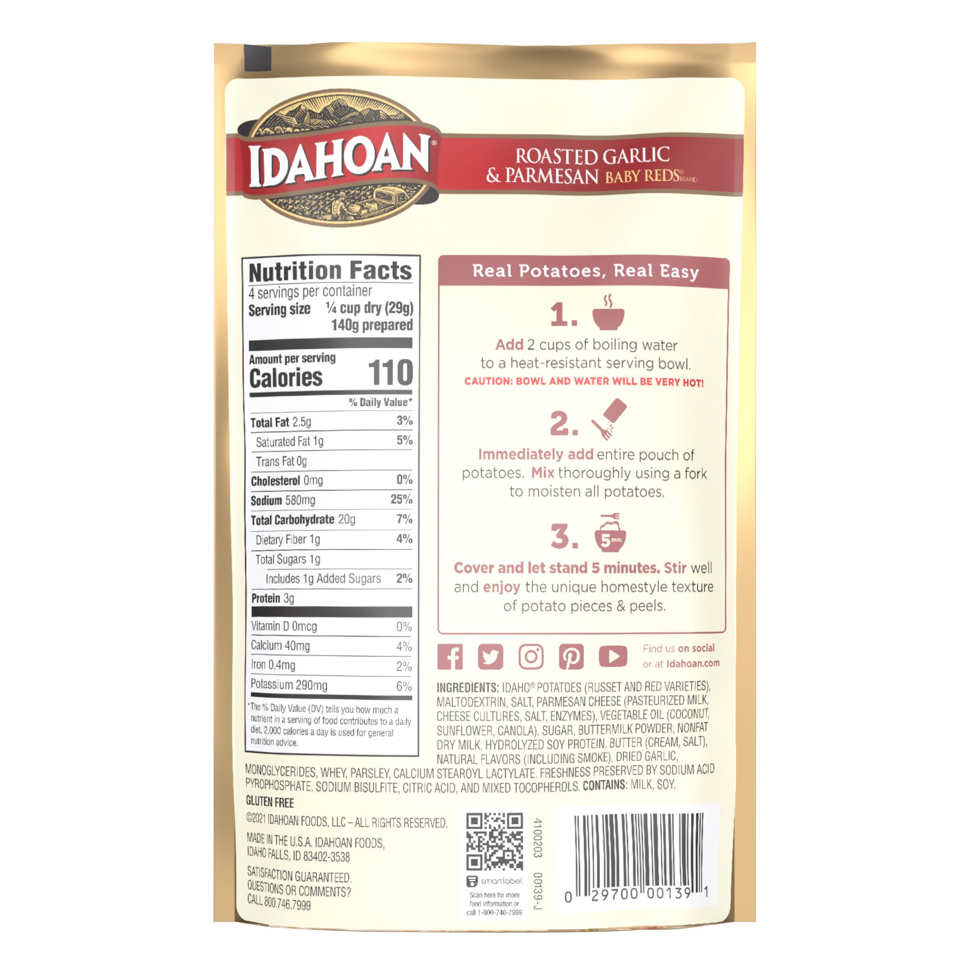 Idahoan Baby Reds Roasted Garlic And Parmesan Mashed Potatoes - Shop ...