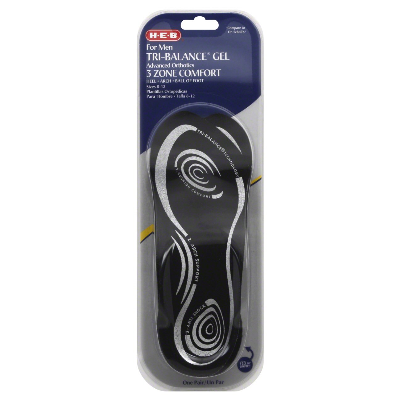 H-E-B Men's 3-Way Comfort Insoles