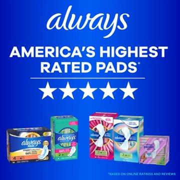 Always Ultra Thin Pads with Wings for Women, Size 1, Regular Absorbency, Unscented