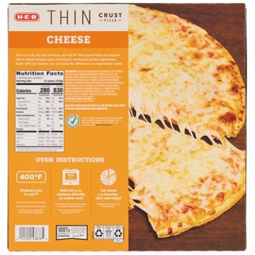 H-E-B Cheese Thin Crust Frozen Pizza, 13.25 oz