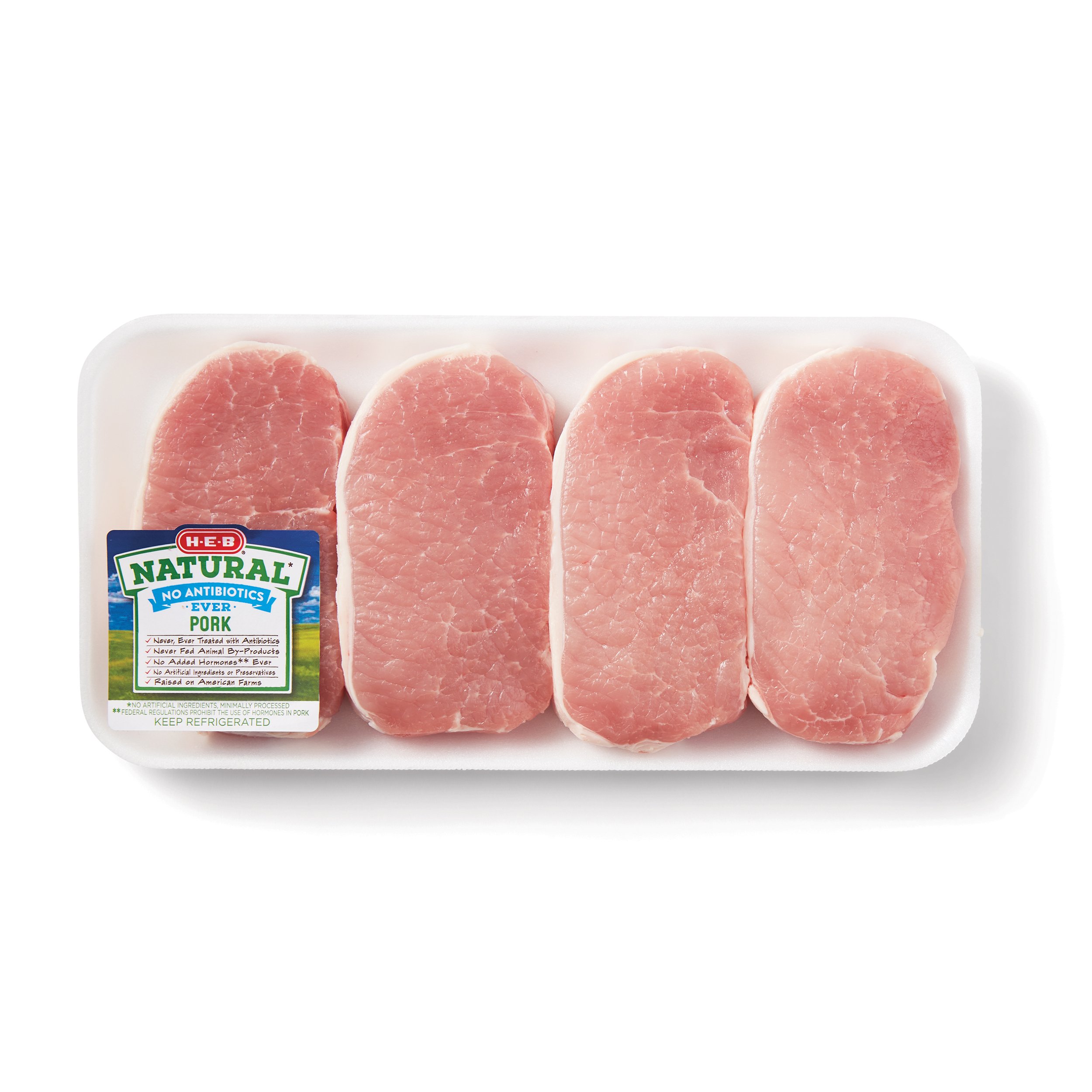 H-E-B Natural Pork Center Loin Chop Boneless Thick - Shop ...