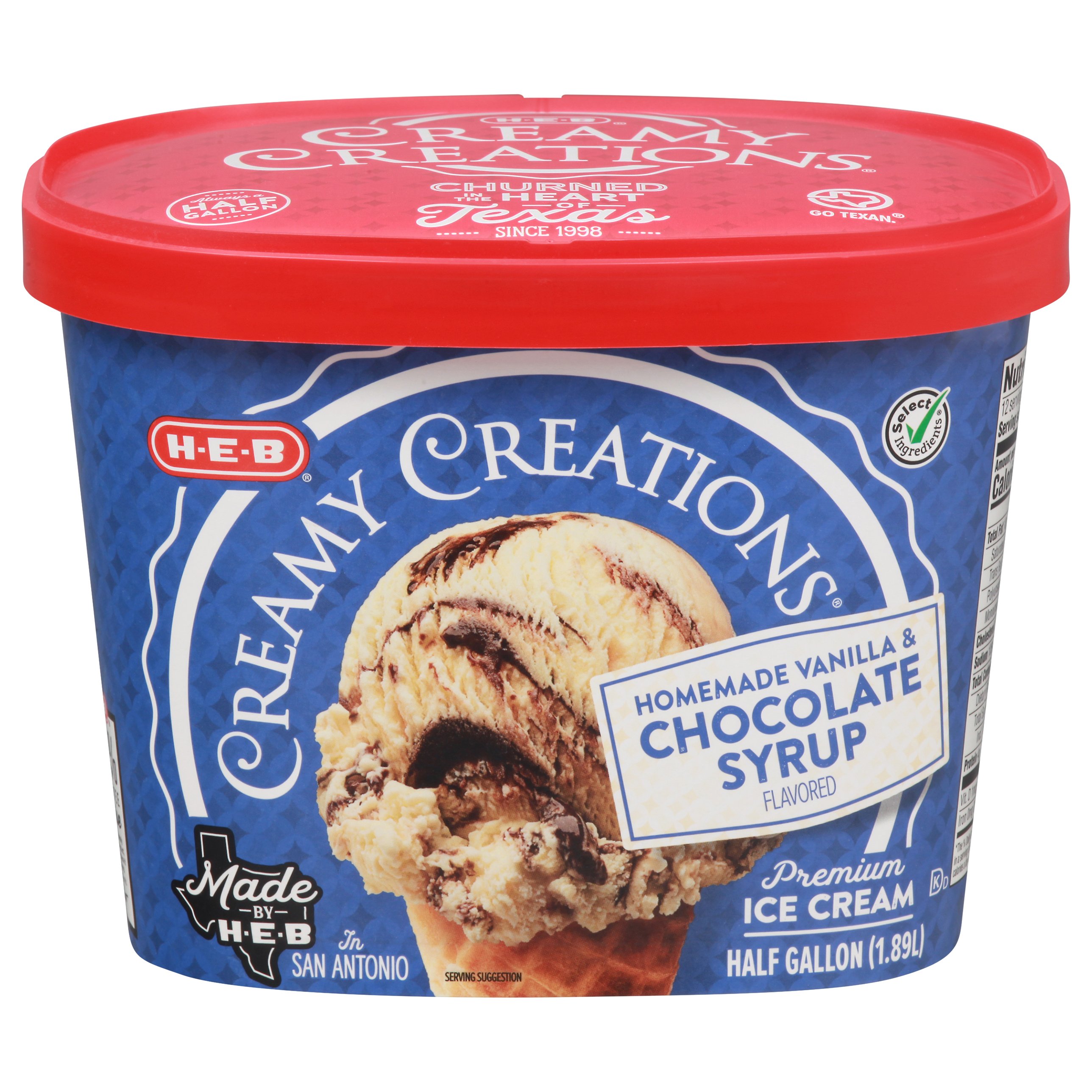 H E B Select Ingredients Creamy Creations Homemade Vanilla Chocolate Syrup Ice Cream Shop Ice Cream At H E B