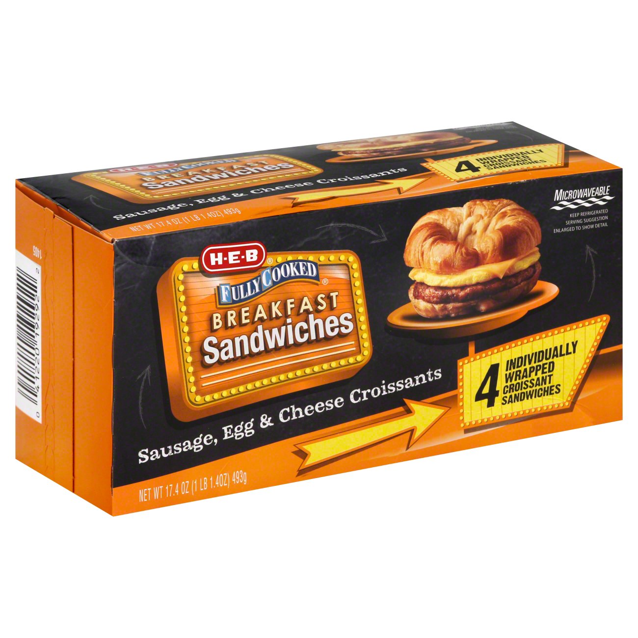 HEB Fully Cooked Sausage Egg and Cheese Family Pack Croissants Shop