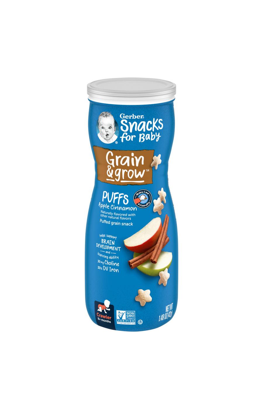 Gerber Snacks for Baby Grain & Grow Puffs - Apple Cinnamon; image 1 of 8