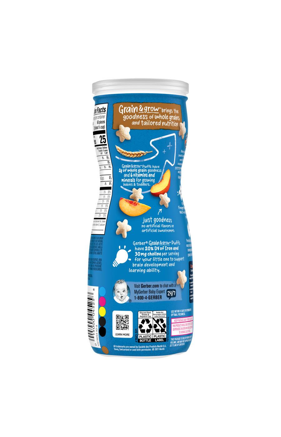 Gerber Snacks for Baby Grain & Grow Puffs - Peach; image 4 of 8