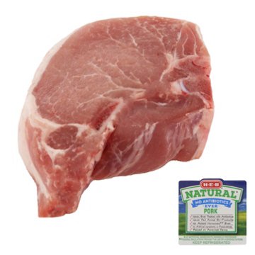 H-E-B Natural Bone-in Center Loin Pork Chop, Thick Cut, Avg. 1.75 lbs