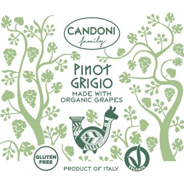 Candoni Organic Pinot Grigio Italy White Wine, 750 mL