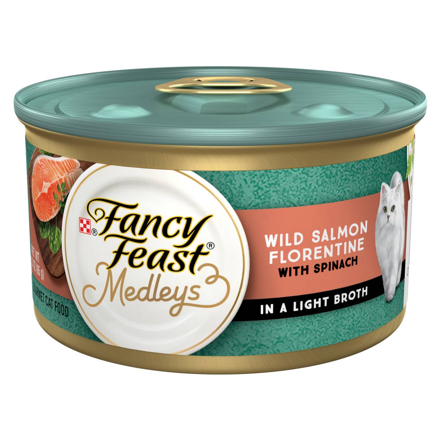 Fancy Feast Purina Fancy Feast Wet Cat Food, Medleys Wild Salmon Florentine With Garden Greens in Delicate Sauce; image 1 of 5
