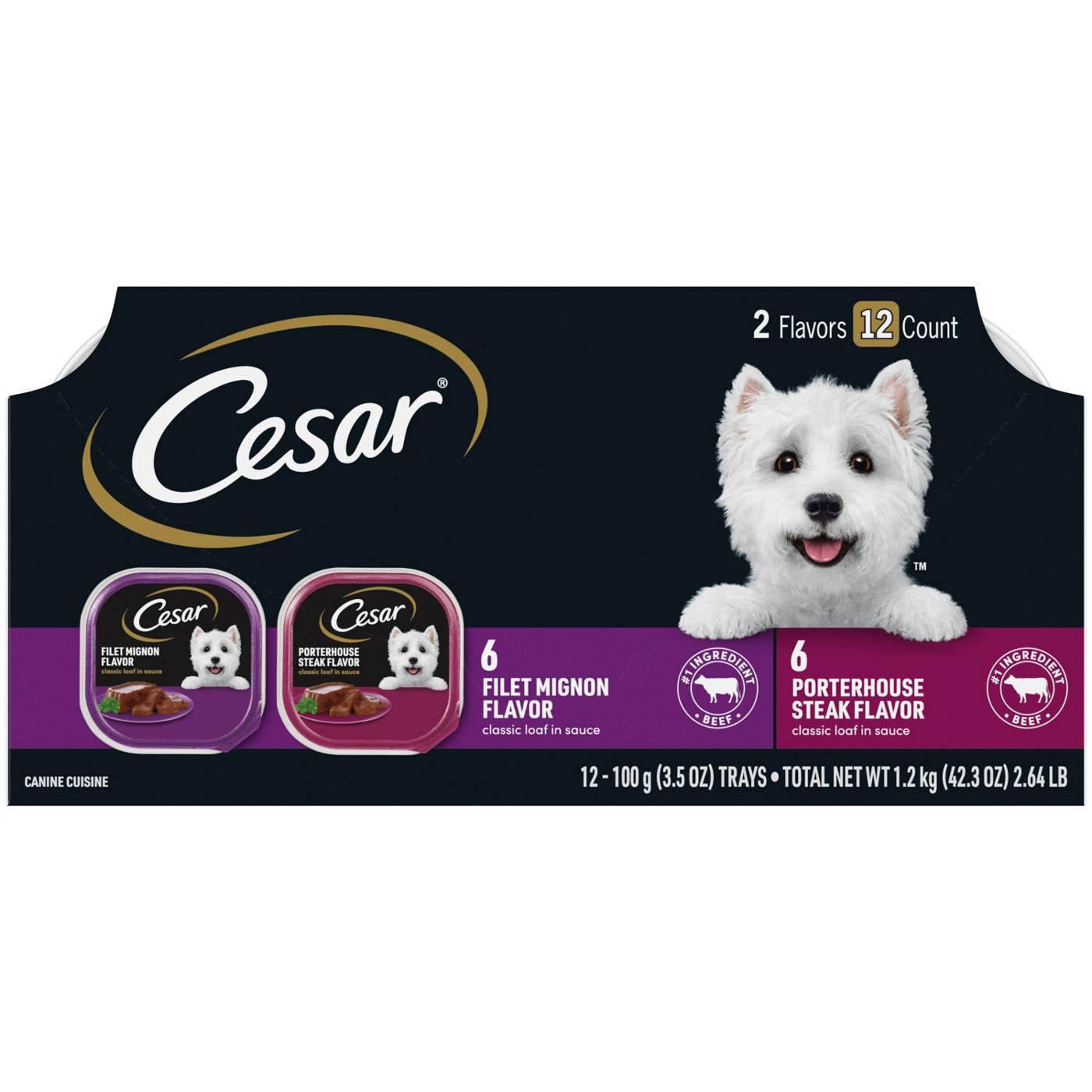 Cesar Classics Filet Mignon & Porterhouse Steak Wet Dog Food Variety Pack; image 1 of 4