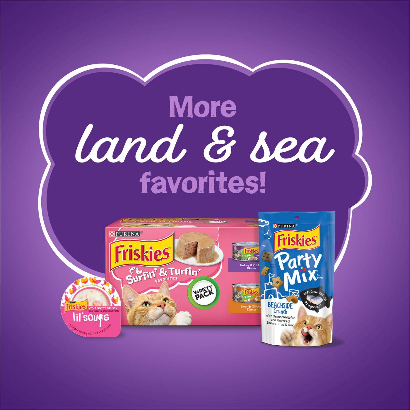Friskies Purina Cat Food Surfin and Turfin Favorites - Flavors of Chicken, Whitefish, Salmon and Filet Mignon; image 2 of 12
