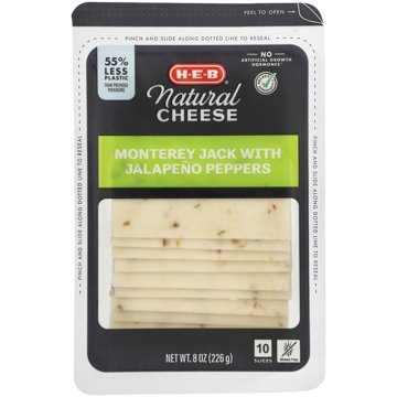 H-E-B Jalapeño Monterey Jack Sliced Cheese, 10 ct