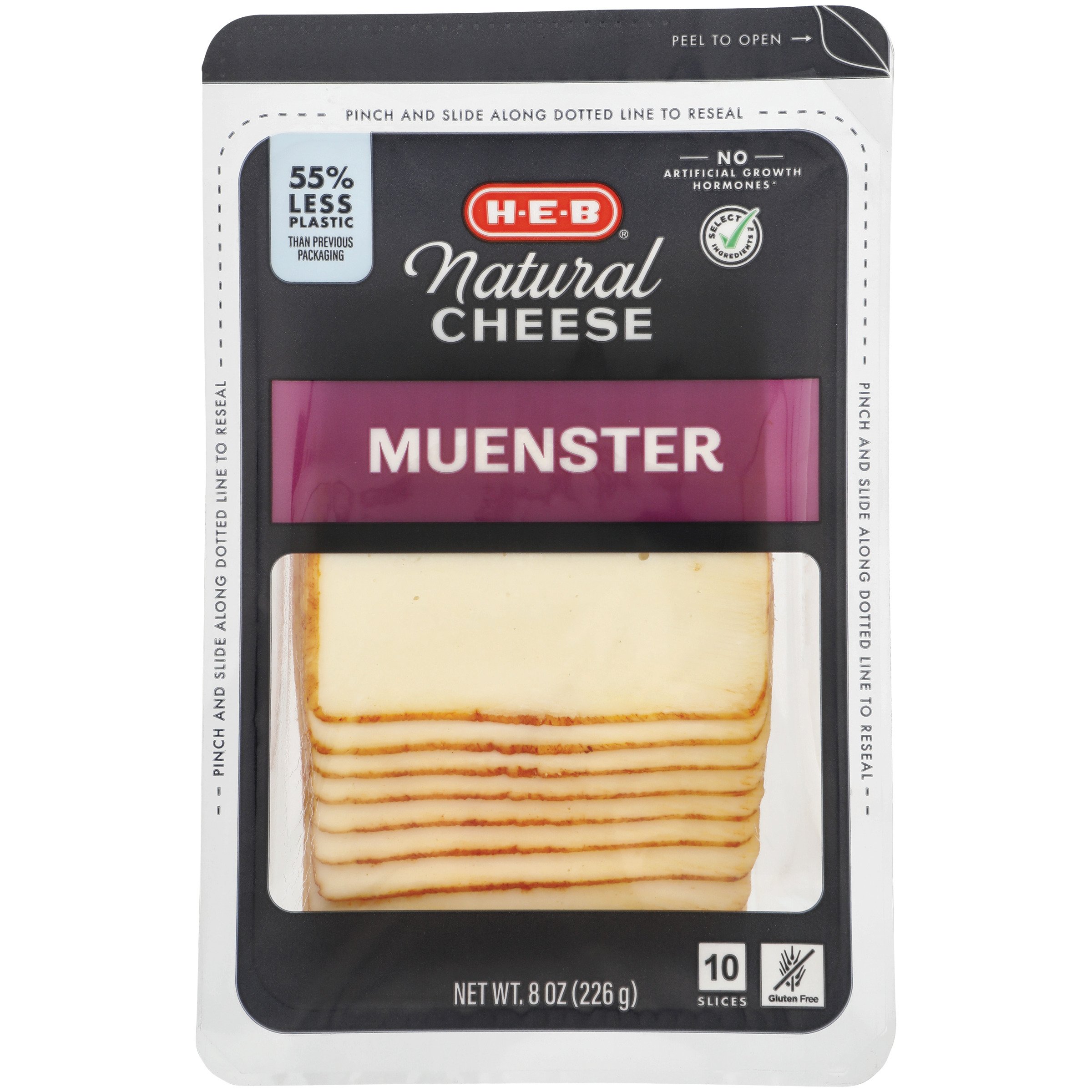 H-E-B Select Ingredients Muenster Cheese, Thin Slices - Shop Cheese At ...