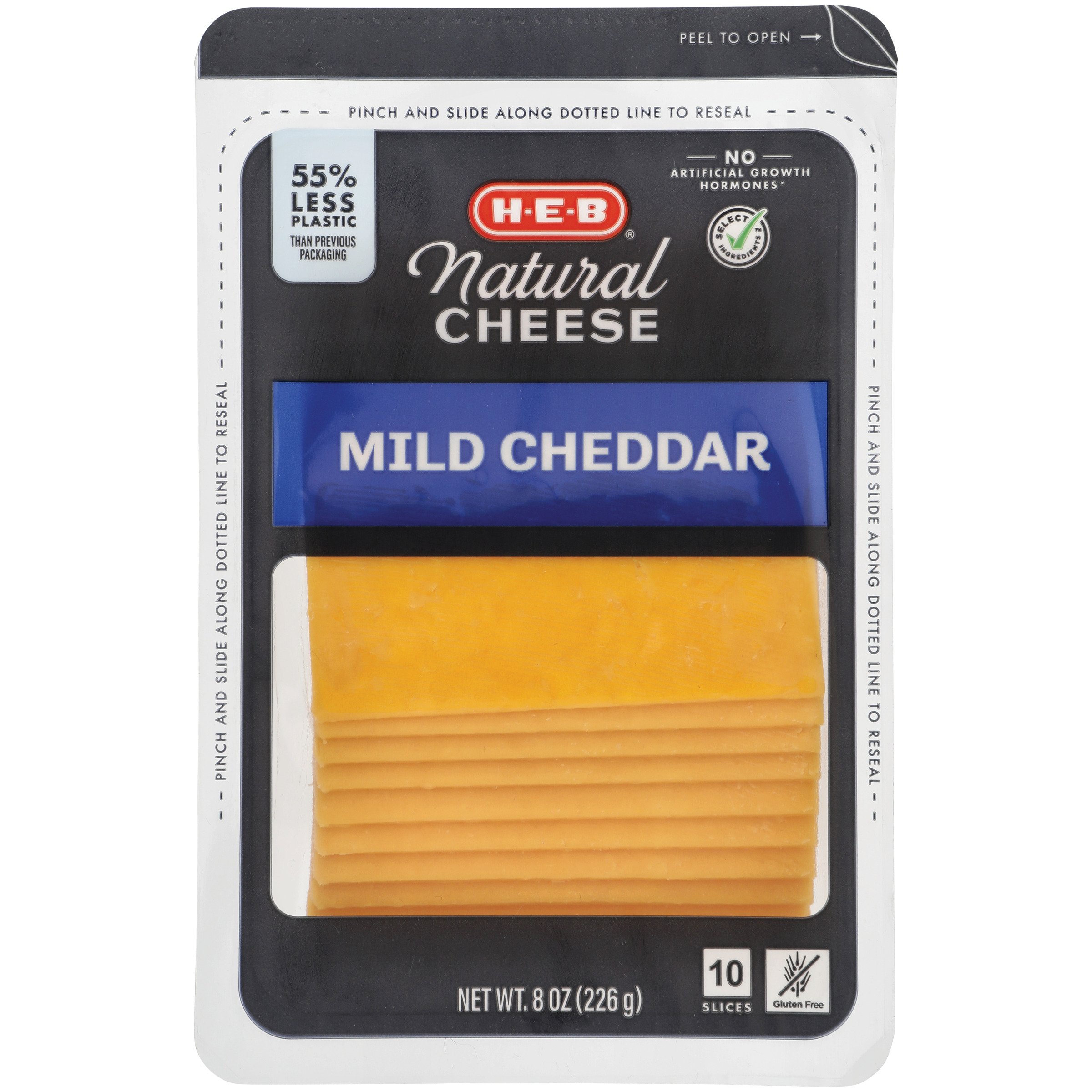 HEB Select Ingredients Mild Cheddar Cheese, Thin Slices Shop Cheese