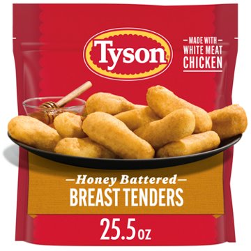 Tyson Fully Cooked Honey Battered Frozen Chicken Breast Tenders, 25.5 oz