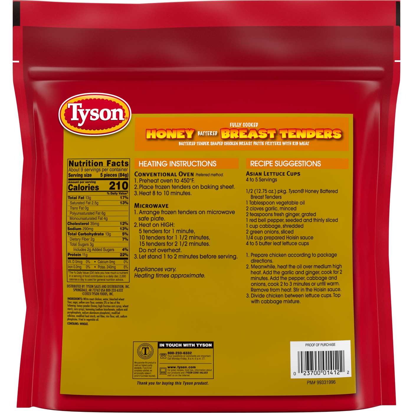 Tyson Frozen Fully Cooked Honey Battered Breast Tenders; image 2 of 3