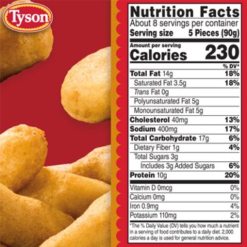 Tyson Fully Cooked Honey Battered Frozen Chicken Breast Tenders, 25.5 oz
