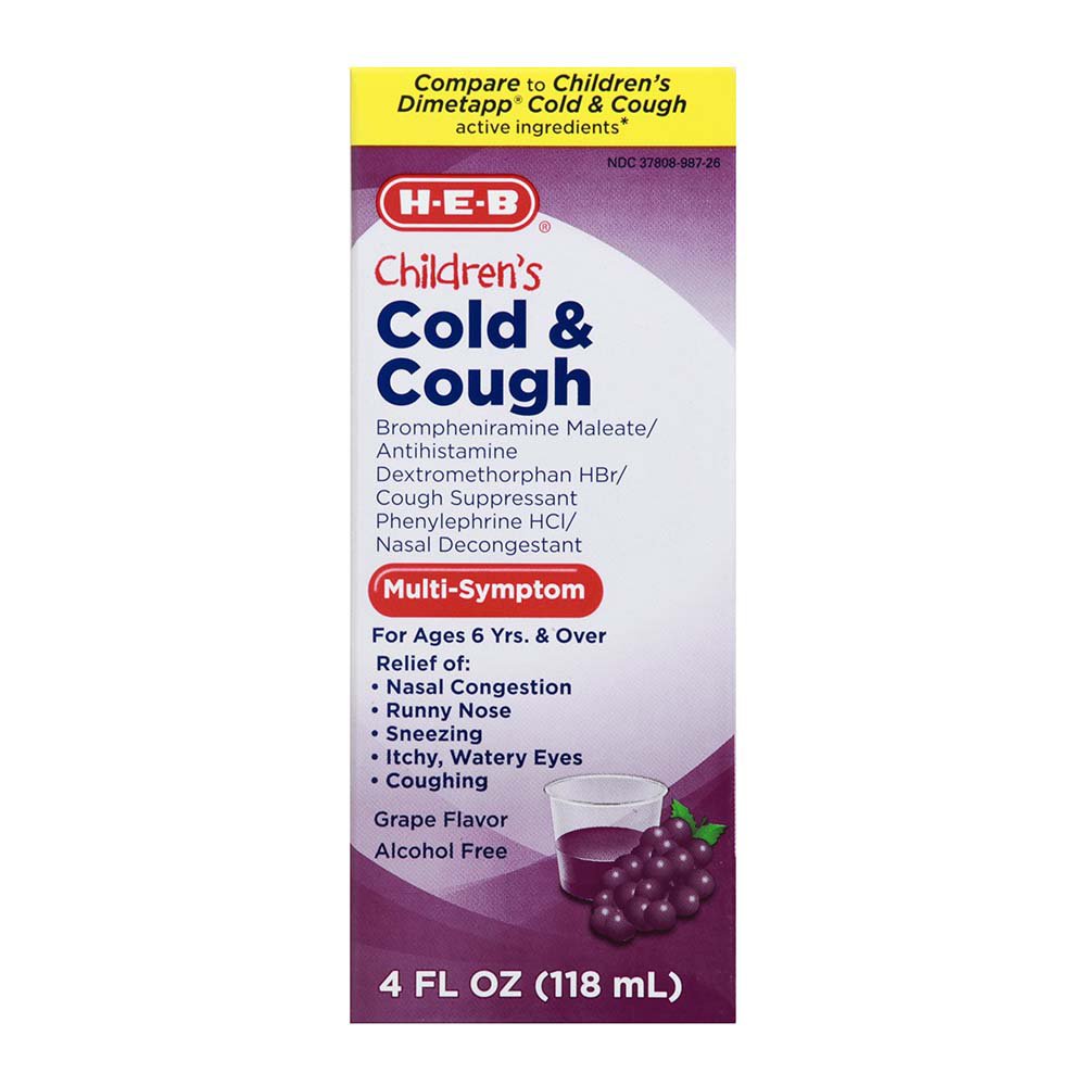 H-E-B Children's Cold And Cough Grape Flavor - Shop Medicines ...