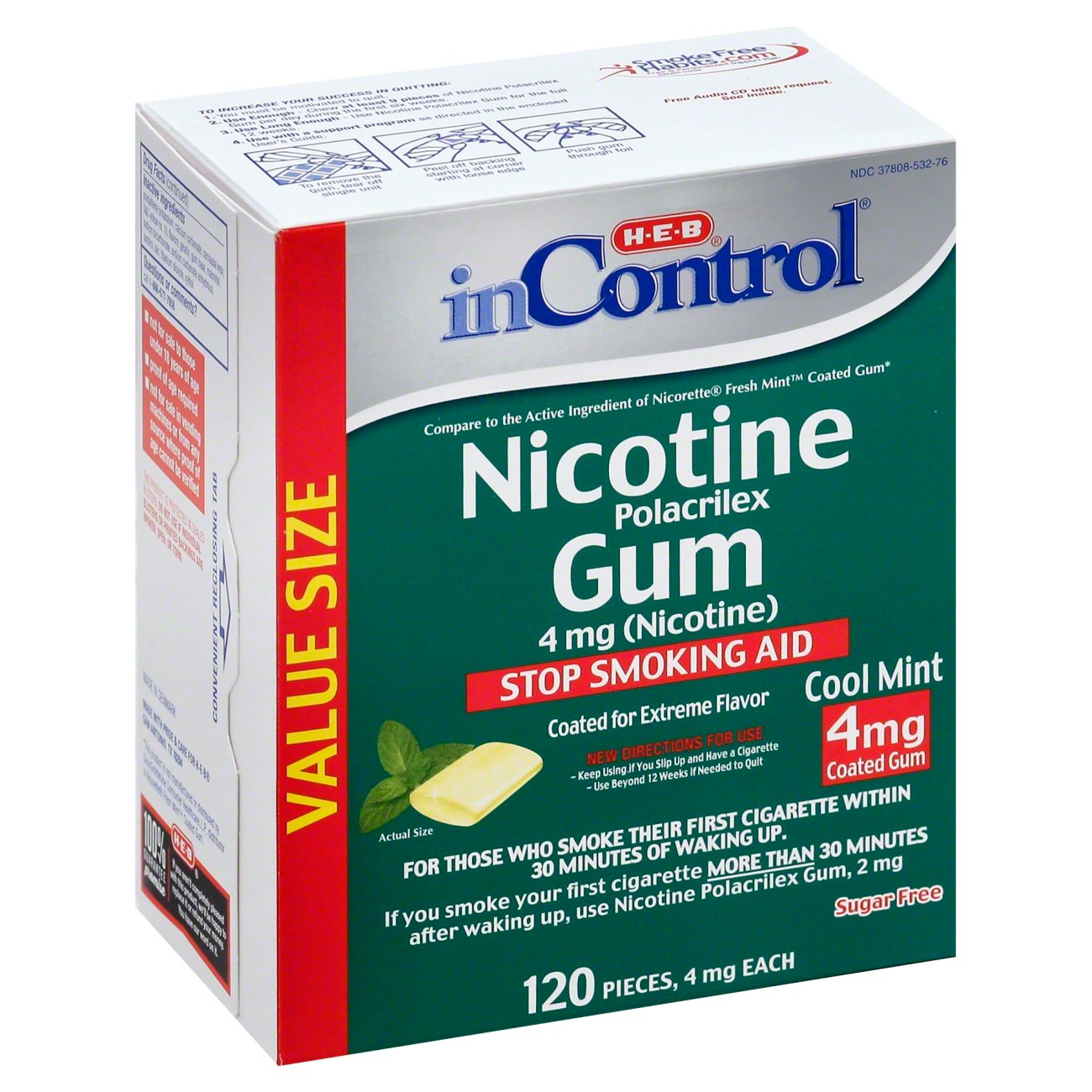 HEB InControl Nicotine Gum Coated 4MG Mint Shop Smoking cessation