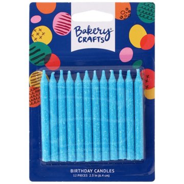 Bakery Crafts Blue Glitter Birthday Candles, 12 ct