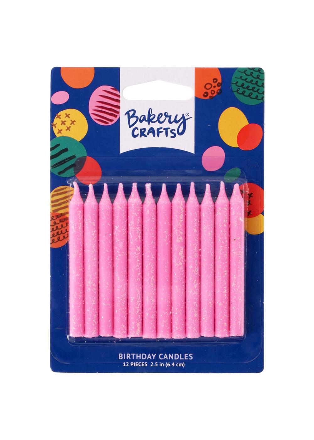 Bakery Crafts Pink Glitter Birthday Candles; image 1 of 2