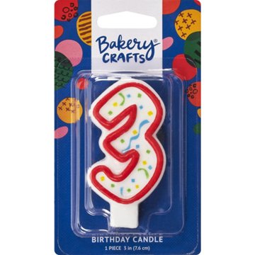 Bakery Crafts Red Numeral "3" Birthday Candle
