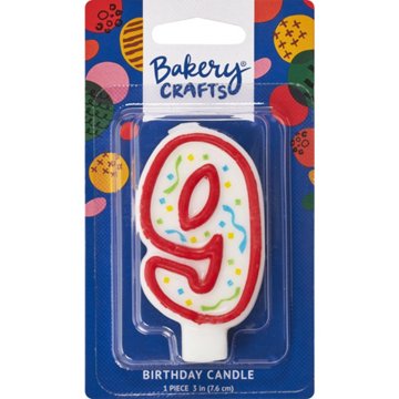 Bakery Crafts Red Numeral "9" Birthday Candle