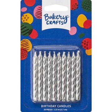 Bakery Crafts Silver Spiral Birthday Candles, 20 ct