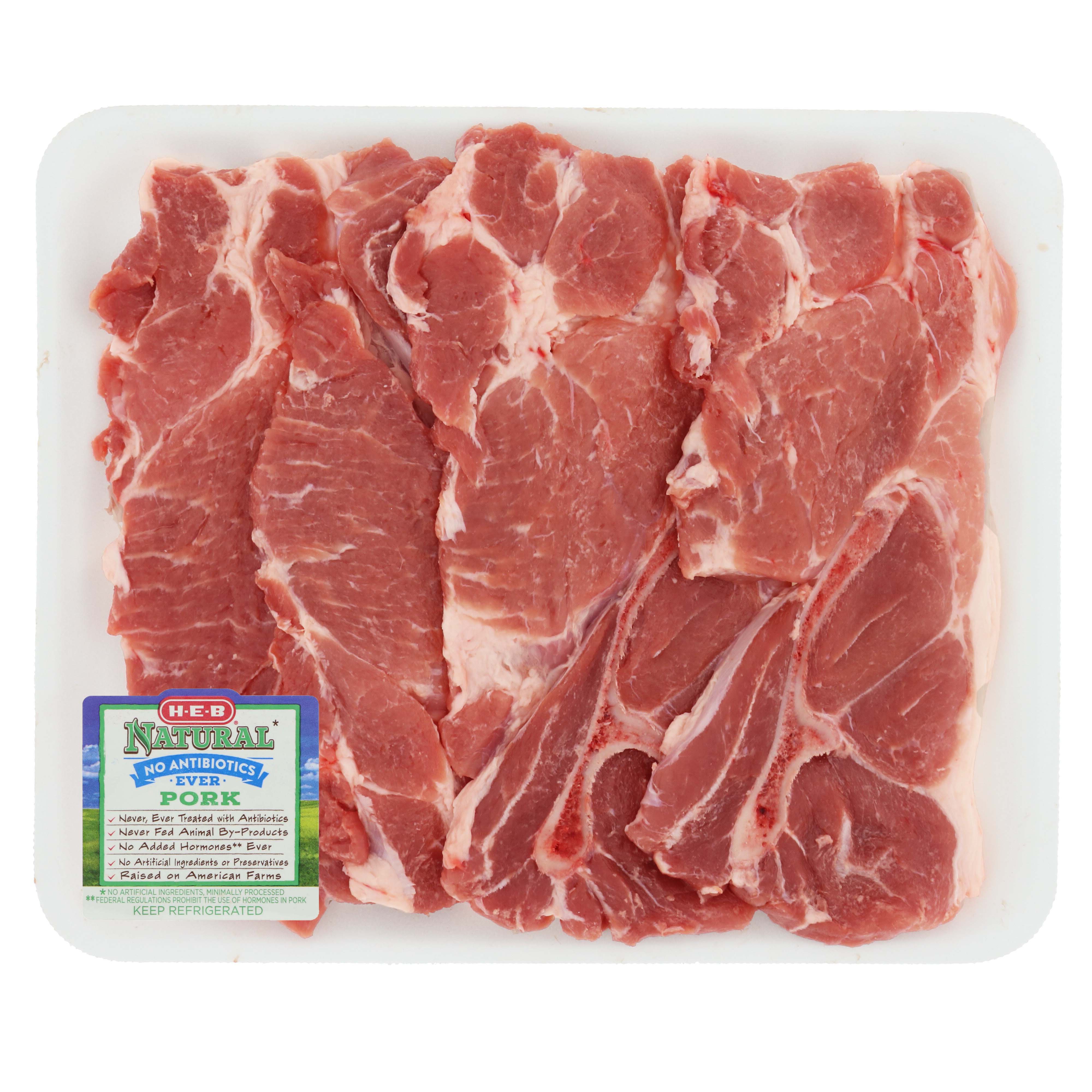 HEB Natural BoneIn Boston Butt Pork Steaks Value Pack Shop Pork