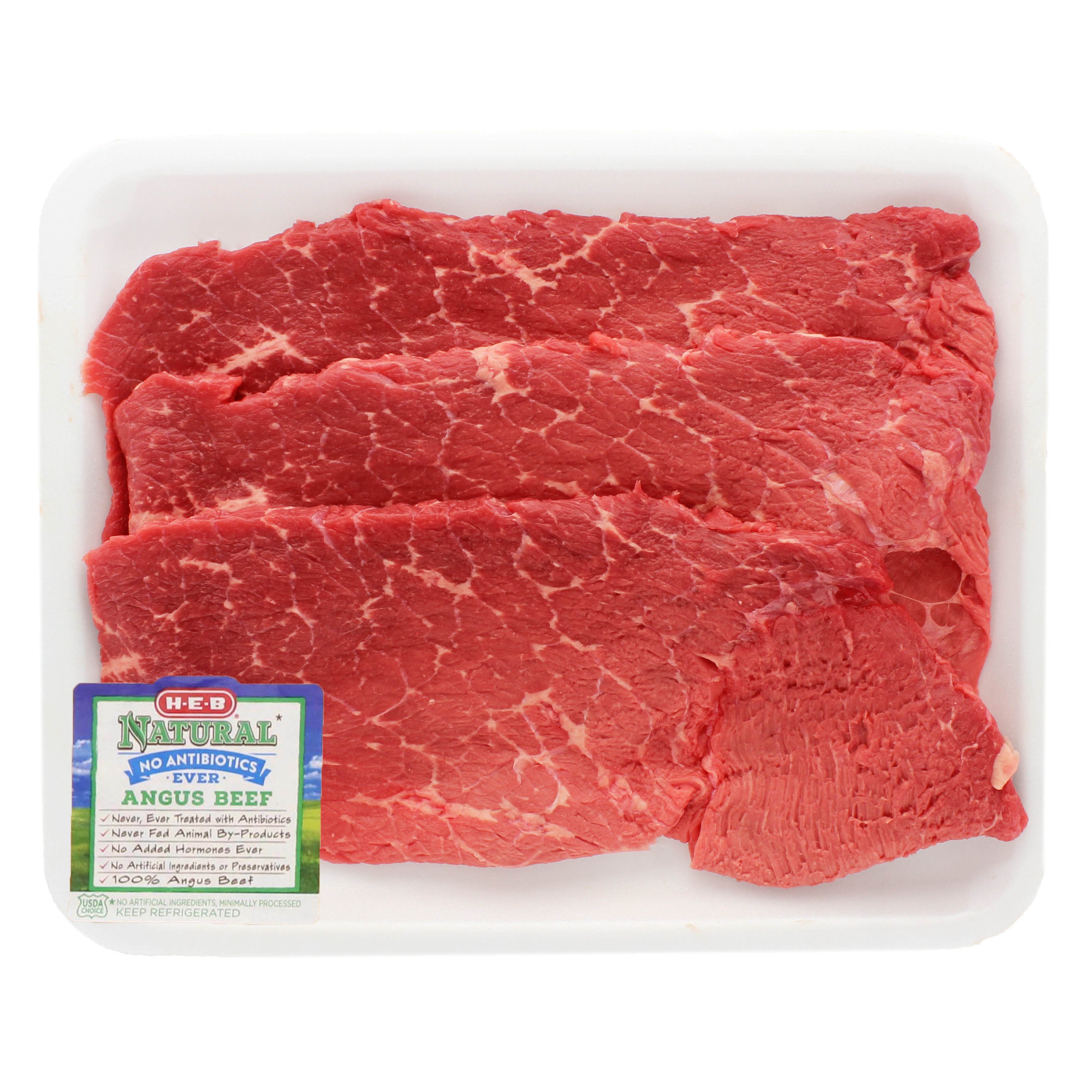 HEB Natural Beef Top Round Steak Thin, USDA Choice Shop Beef at HEB