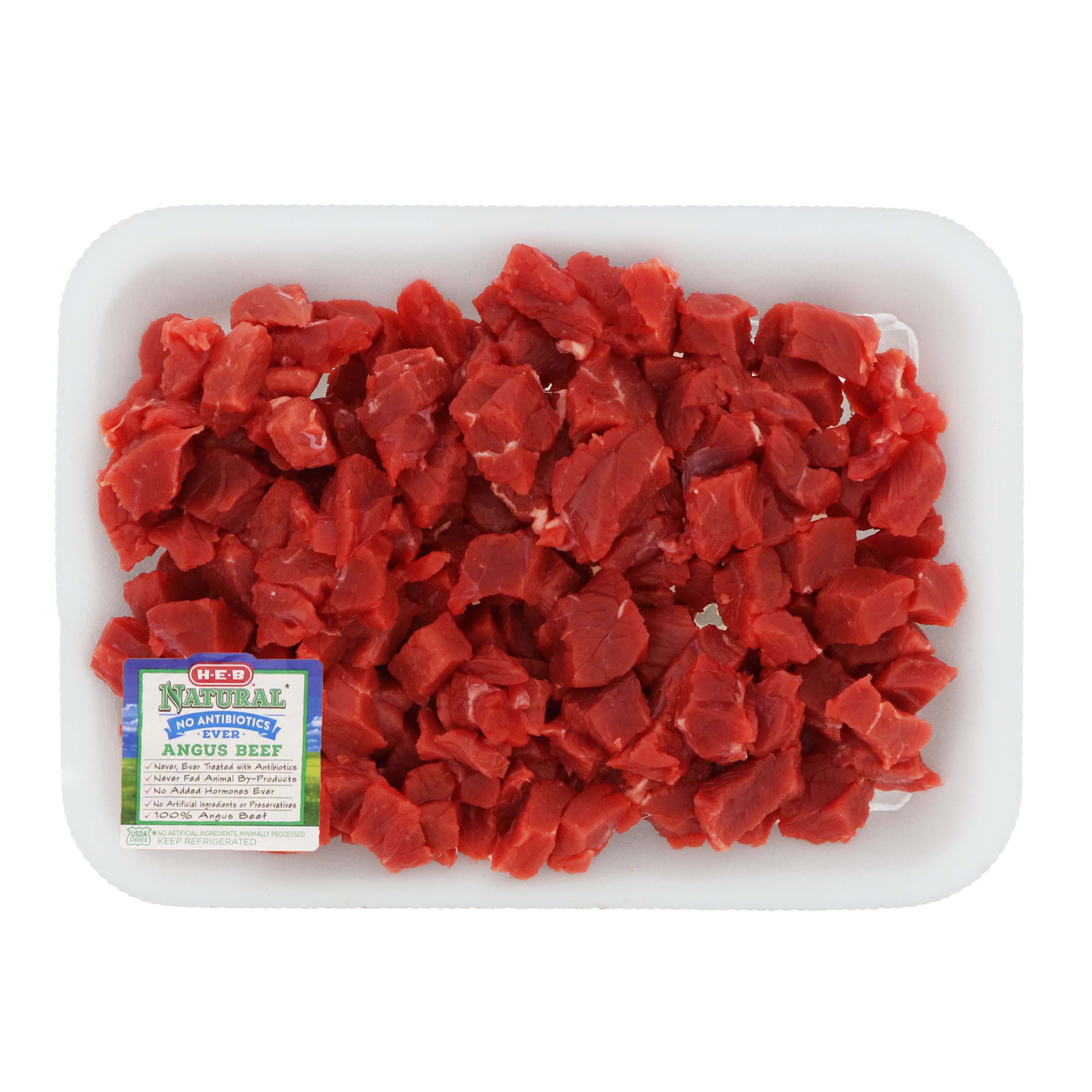 H-E-B Natural Beef Fine Diced Top Round Cubes, USDA Choice - Shop Beef ...