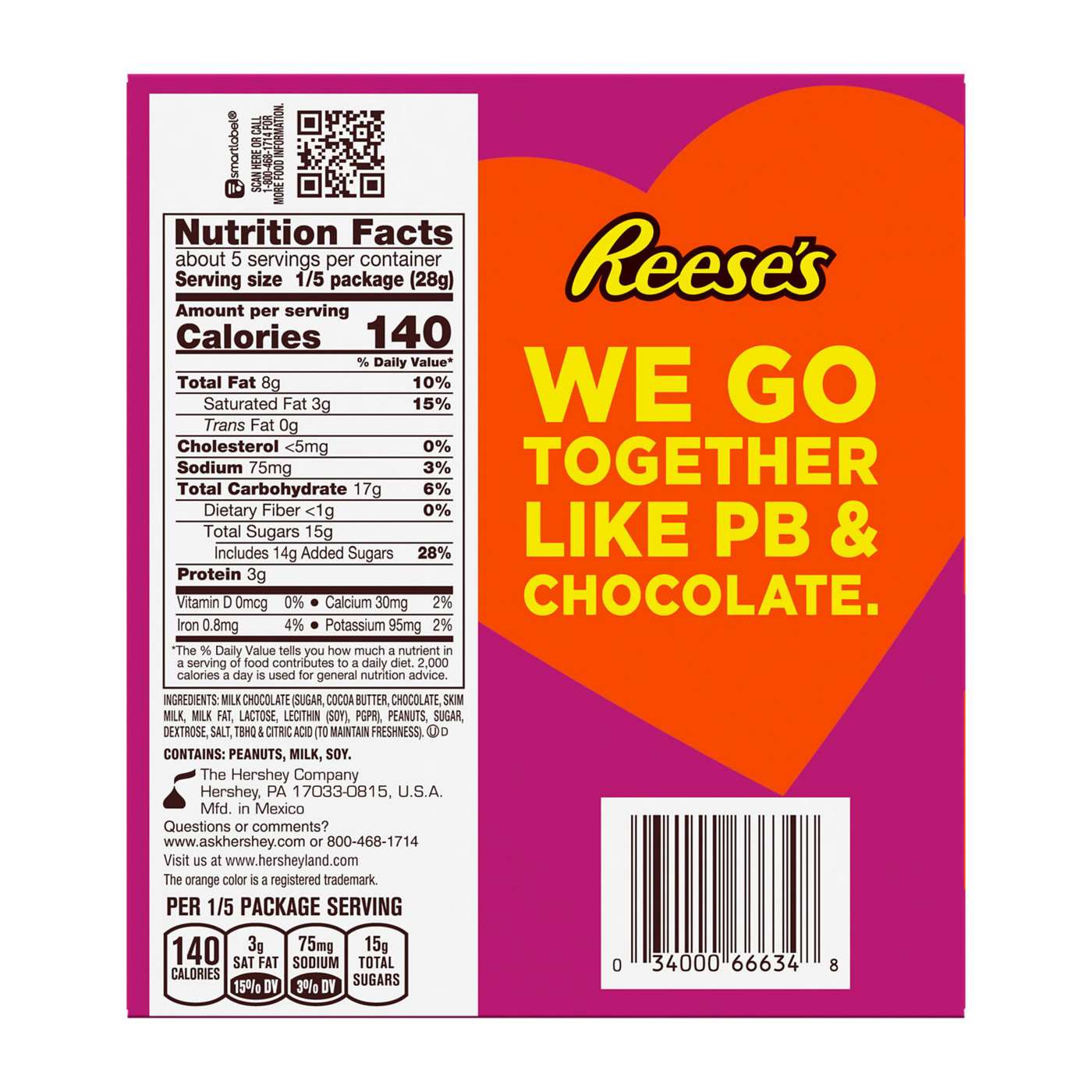 Reese's Milk Chocolate Peanut Butter Heart Valentine Gift Box; image 2 of 8