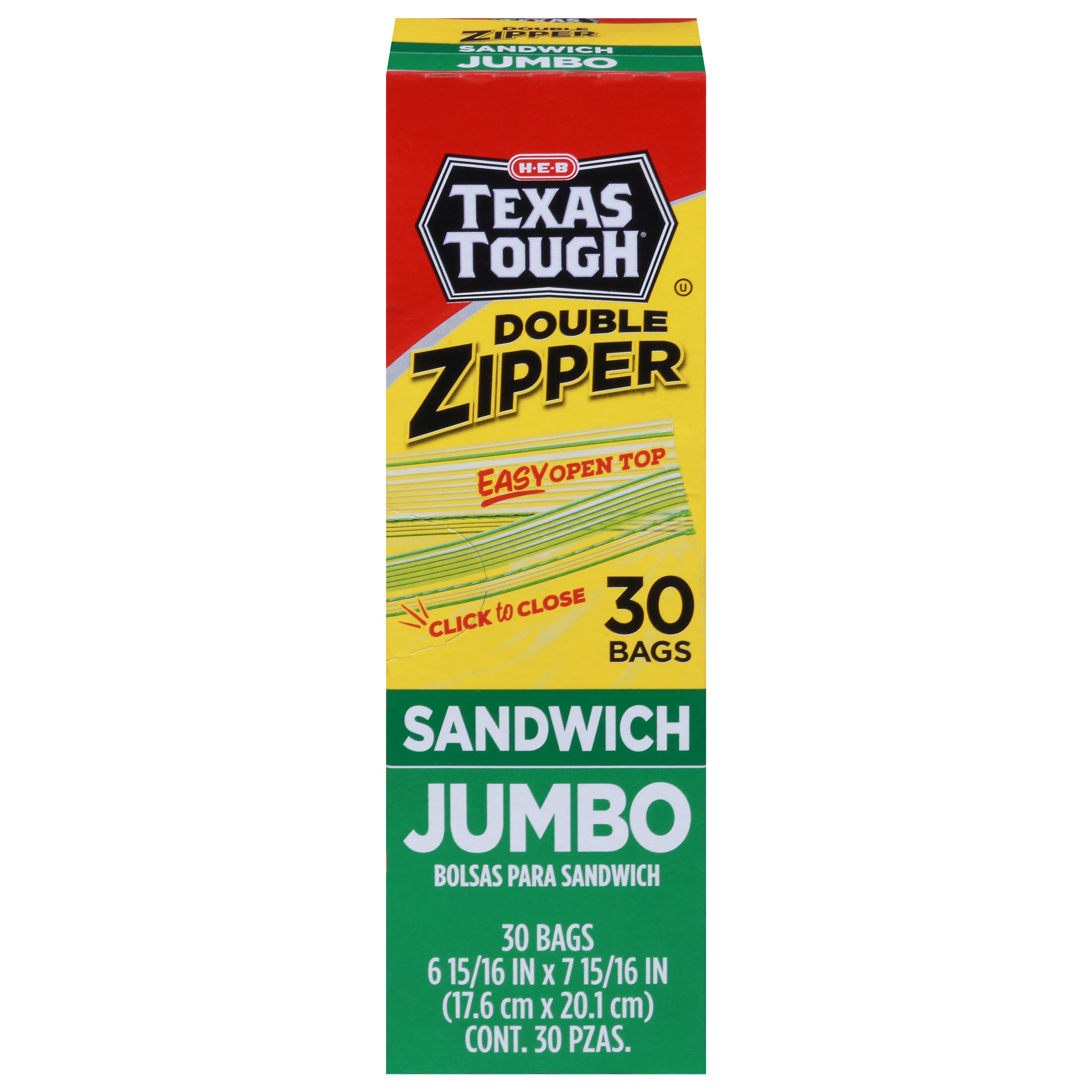 H-E-B Texas Tough Double Zipper Sandwich Bags - Shop Storage Bags at H-E-B