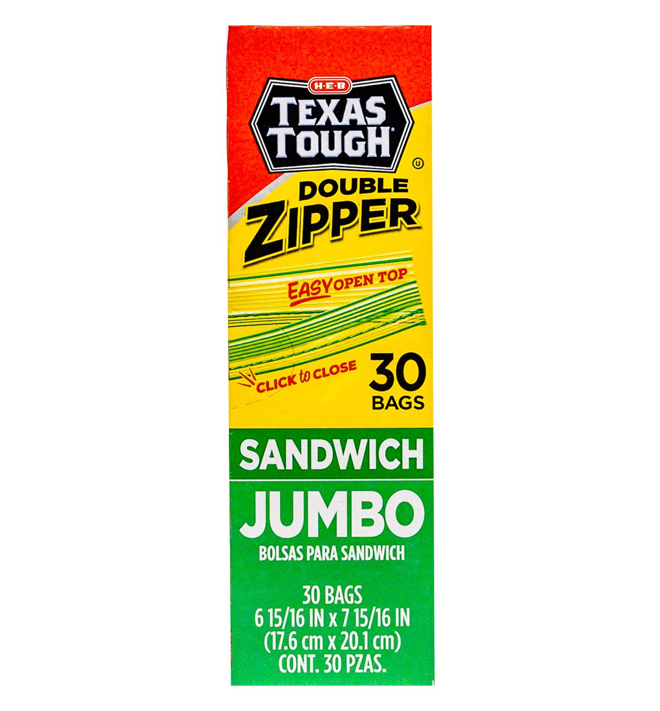 H-E-B Texas Tough Double Zipper Sandwich Bags - Jumbo; image 1 of 6
