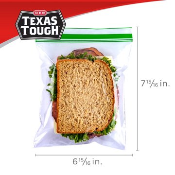 H-E-B Texas Tough Double Zipper Sandwich Bags - Jumbo, 30 ct