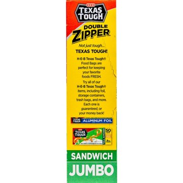 H-E-B Texas Tough Double Zipper Sandwich Bags - Jumbo, 30 ct