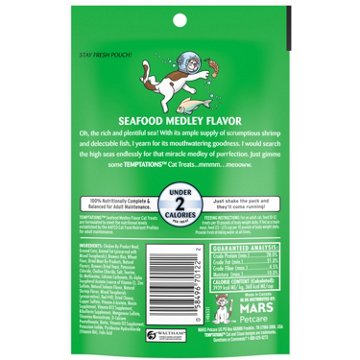Temptations Classic Crunchy and Soft Cat Treats - Seafood Medley Flavor