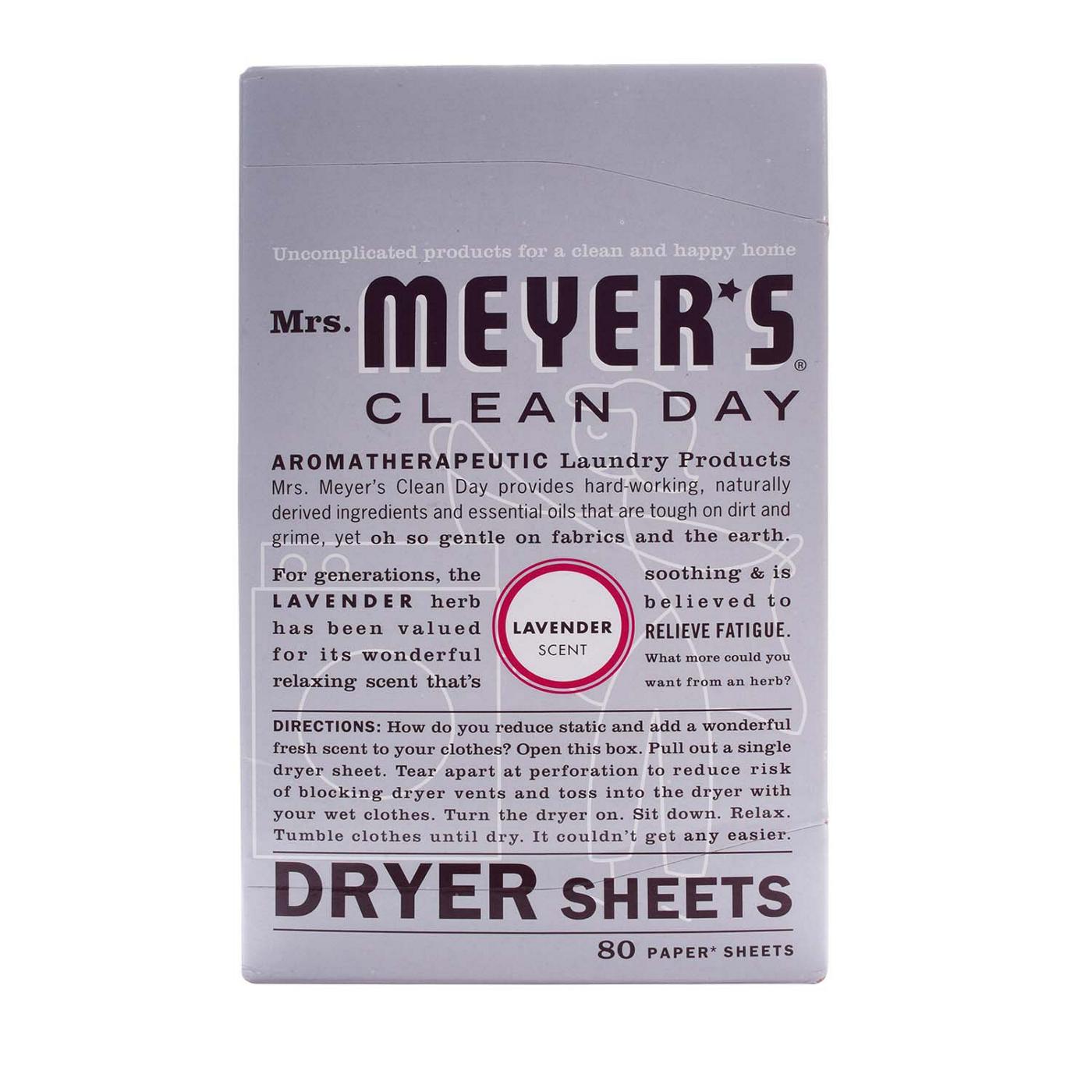 Mrs. Meyer's Clean Day Fabric Softener Dryer Sheets - Lavender; image 1 of 6