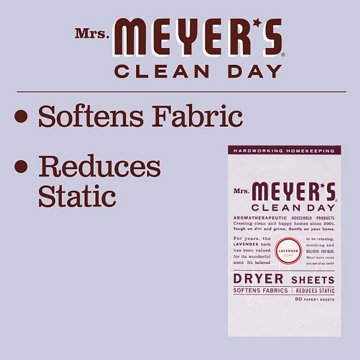 Mrs. Meyer's Clean Day Fabric Softener Dryer Sheets - Lavender, 80 ct
