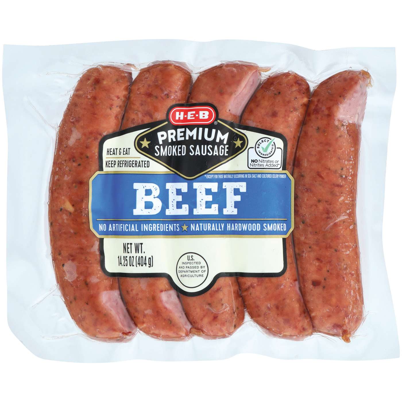 H-E-B Premium Beef Smoked Sausage Links; image 1 of 2