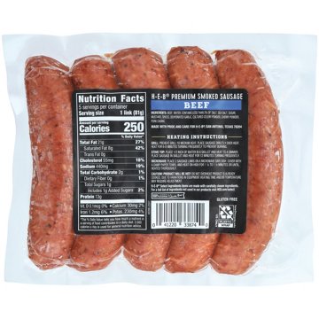 H-E-B Premium Beef Smoked Sausage Links, 5 ct